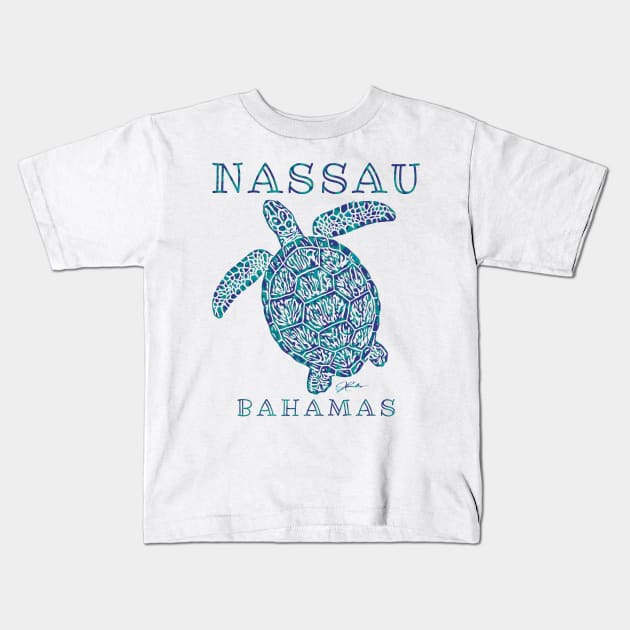 Nassau, Bahamas, Sea Turtle Kids T-Shirt by jcombs